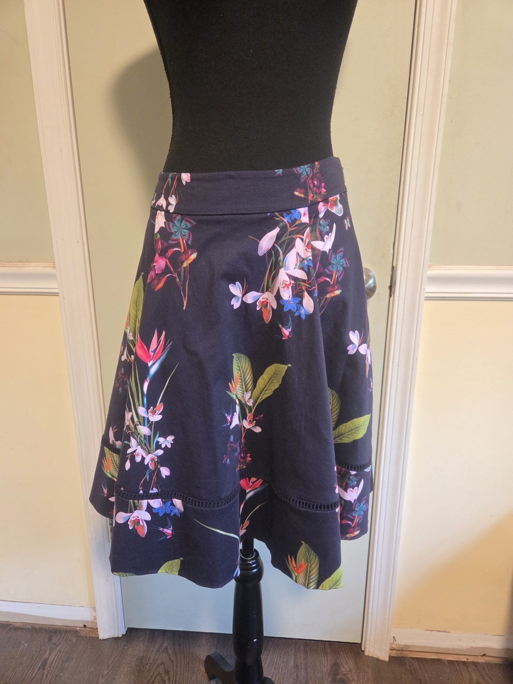 Ted Baker London Navy Floral Circle Skirt